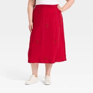 A New Day - Women's Valentine's Heart Printed Skirt - A New Da Red